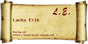 Lacko Erik névjegykártya